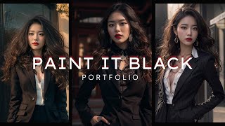 quotPaint It Blackquot Fashion Portfolio AI ART 4K 「ペイント・イット・ブラック」ファッション・ポートフォリオ [upl. by Mailli952]