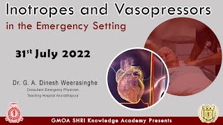 Inotropes and Vasopressors in the Emergency Setting  Dr G A Dinesh Weerasinghe [upl. by Annawik]