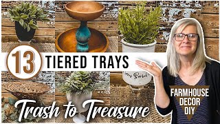 13 TIERED TRAYS amp BOWLS  FARMHOUSE DECOR DIY  THRIFT STORE MAKEOVER  TRASH TO TREASURE [upl. by Oirasan908]