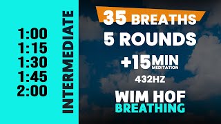 Intermediate Wim Hof Guided Breathing  5 Rounds  35 Breaths  15 min Meditation  432hz [upl. by Bonneau]