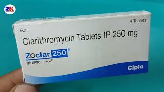 Zoclar 250mg Tablets  Clarithromycin Tablets  Zoclar Tablets Uses Benefits Dosage Reviews in Hindi [upl. by Eillib]