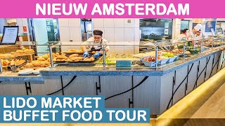 Nieuw Amsterdam Lido Market Buffet Food Tour Holland America [upl. by Adnala723]