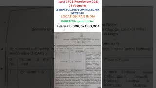 CPCB RECRUITMENT 2023 [upl. by Ylreveb]