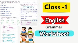 Class 1 English Grammar Practice Sheet  English Worksheet For Class 1 202425  Grade 1 English [upl. by Stanwinn]