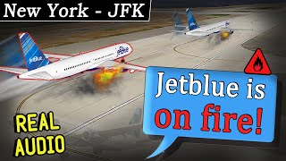 FIRE DURING TAKEOFF on Jetblue A321 at Kennedy Airport [upl. by Charis]