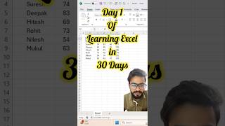 Day 1  Excel Learning exceltips excel exceltricks shortvideo shorts exceltutorial [upl. by Xena471]