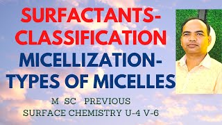 SURFACTANTCLASSIFICATION MICELLIZATIONTYPESMICELLES surfacechemistry M SC Pre physical U4 V6 [upl. by Mina]