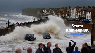 Devastating Waves Storm Kathleen Ravages Porthleven Coastline Cornwall UK [upl. by Eelatan988]