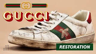 Trashed Gucci Sneakers Complete Restoration [upl. by Nagey]