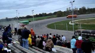 Bus crashes into stands at Owosso Speedway [upl. by Sorcim]