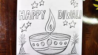 Very easy diya drawing Easy way to draw diya step by step with pencilDiwali special drawing [upl. by Aihcila]