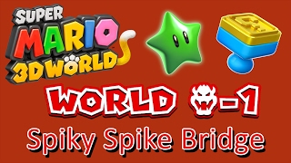 Super Mario 3D World  World Bowser1 Spiky Spike Bridge all collectables [upl. by Kilmarx]