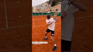 Stefanos Tsitsipas practicing in MonteCarlo Awesome court level view tennis [upl. by Asyral]