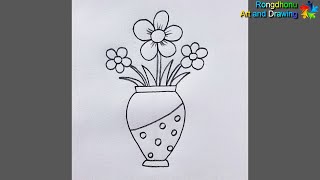 Fuldani Drawing 🌷🌷 Flower Vase 🌷🌷 Pencil Drawing [upl. by Enibas]