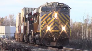 Ex CREX Gevo 3937 Leads a Big Stack Train CN 120 wDPU at Moncton NB [upl. by Fortunio449]