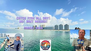 Catching Fish On Navarre Beach Florida PierUsing Sabiki Rig No Bait [upl. by Anuayek]