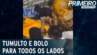 Festa de cidade termina em confusão e bolo para todos os lados  Primeiro Impacto 240123 [upl. by Mccoy]