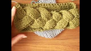 1068Stirnband mit Zopf vorne Stricken für AnfängerTutorial Handarbeit [upl. by Ominorej835]