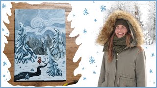 ❄️ Zauberhafte Winterlandschaft malen mit Acryl  Schnee malen [upl. by Hsilgne]