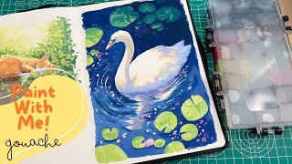 Swan Painting  Gouache Painting Tips  QampA  Chill Music  Paint With Me [upl. by Gilder479]