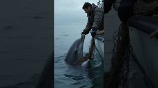 Dolphin Calf Rescue from Fishing Net dolphincalf animalrescue [upl. by Wallache]