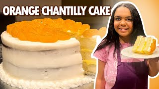 Orange Cake with Orange Curd and Chantilly Cream Recipe 🍊 [upl. by Aihsyla]