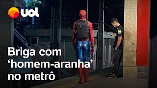 ‘Homemaranha’ joga homem no trilho do metrô após agressão em BH [upl. by Assillim]