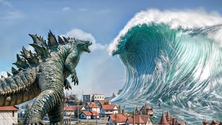 Godzilla Stops Tsunami to Save City [upl. by Kan]