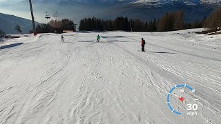 Does this look FAST  34mph RED OURS from top of Grizzly 68 lift GoPro HD POV  Les Arcs  Mar 2023 [upl. by Adrial28]