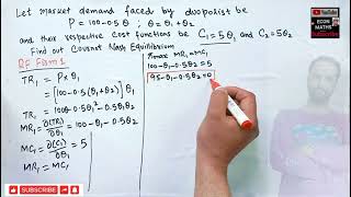 cornout Nash equilibrium from duopoly demand and cost function  microeconomics [upl. by Lebana]