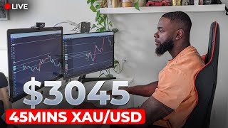 LIVE TRADING XAUUSD 3045 In 45mins Using Market Structure [upl. by Ydnis233]