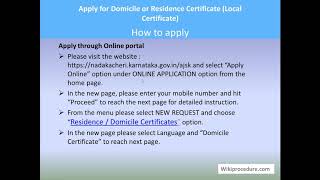 Karnataka  Online Domicile Or Residence Certificate Local Certificate [upl. by Dovev]