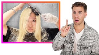 Hairdresser Reacts To CHAOTIC Blonde to Black Hair Transformations [upl. by Niltac]