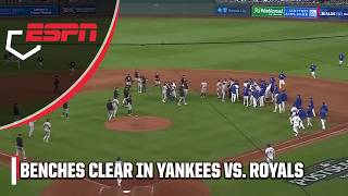 BENCHES CLEAR IN YANKEES VS ROYALS GAME 4 👀 Awkward tag leads to MAYHEM  ESPN MLB [upl. by Lirrad366]