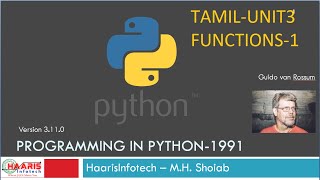 PYTHON TAMIL FUNCTIONS1UNIT3 [upl. by Nihsfa382]