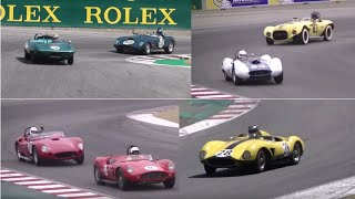 19551961 Sport Racers  great V8 sound  Maserati 450S Lister Sadler  2018 Monterey Reunion [upl. by Miko47]