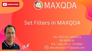 8 Set Filters in MAXQDA  Dr Dhaval Maheta [upl. by Omor]