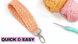 Crochet Wristlet Keychain  Quick and Easy Crochet Projects For Beginners [upl. by Neelrad]