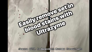 Easily remove set in Blood stains w Ultrazyme norwex easycleaningtips dishwashing bloodstrike [upl. by Georgine]