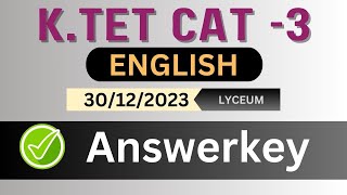 301223 ൽ നടന്ന KTET Category 3 പരീക്ഷയുടെ Part 3 ENGLISH ഉത്തരങ്ങൾ Answer KeyCat 3 [upl. by Lyall605]