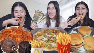 Spicy Momos Pizza Burger French Fries Choco Lava Cake Eating Challenge  Eat and Win Rs 5000 [upl. by Rubia813]