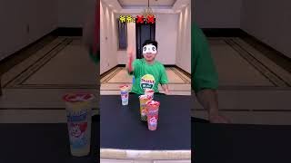 Drinking Milk Tea Challenge No Skills All LuckFunnyfamily Partygames Funny Shorts [upl. by Cestar545]