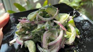 Creamy cucumber salad  Healthy cucumber salad recipe [upl. by Rialcnis340]