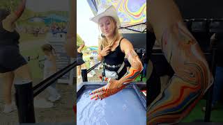 Viral Cowgirl Body Marbling Dip by Black Light Visuals at Faster Horses Festival [upl. by Giarg]