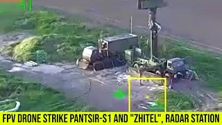 FPV drone strike Russian PantsirS1 and quotZhitelquot and 3 radars quotKasta2E2 [upl. by Peterson500]