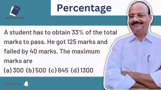 A student has to obtain 33 of the total marks to pass He got 125 marks and failed by 40 marks [upl. by Buchalter]