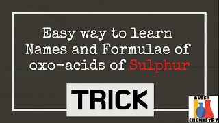 Trick  memorize and write names and formulae of oxo acids of Sulphur [upl. by Eenar]