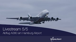 Abflug A380 am Hamburg Airport  Livestream 55 [upl. by Ellinet]