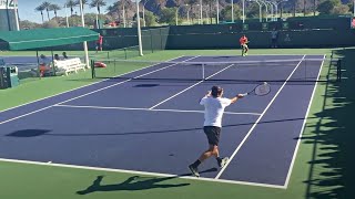 Roger Federer amp Ernesto Escobedo  IW Practice 2017 [upl. by Clari]