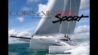 Corsair 970 trimaran at the 2018 New England Boat Show [upl. by Aimej680]